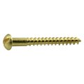 Midwest Fastener Wood Screw, #8, 1-1/2 in, Plain Brass Round Head Slotted Drive, 24 PK 61696